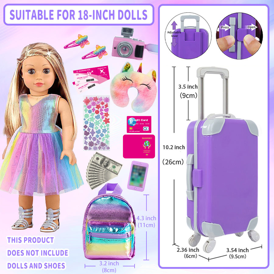 18인치 인형 옷 및 액세서리, 인형 여행 가방 세트  - Tablet Accessories For Girls 리뷰 및 가격