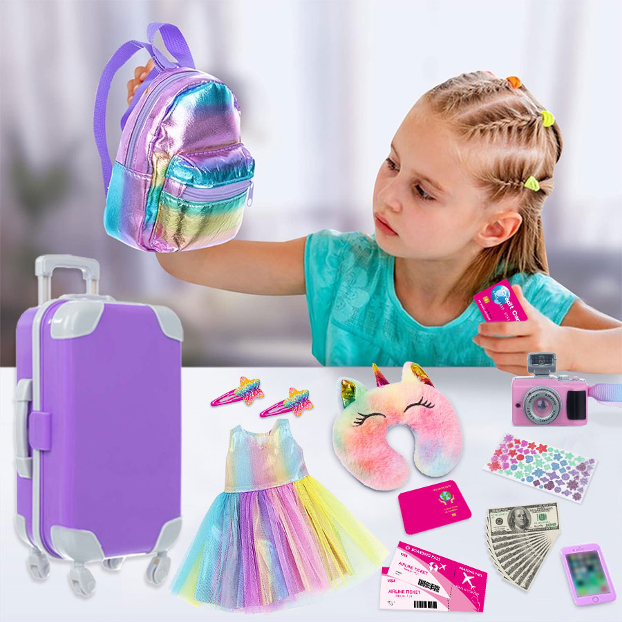 18인치 인형 옷 및 액세서리, 인형 여행 가방 세트  - Tablet Accessories For Girls 리뷰 및 가격