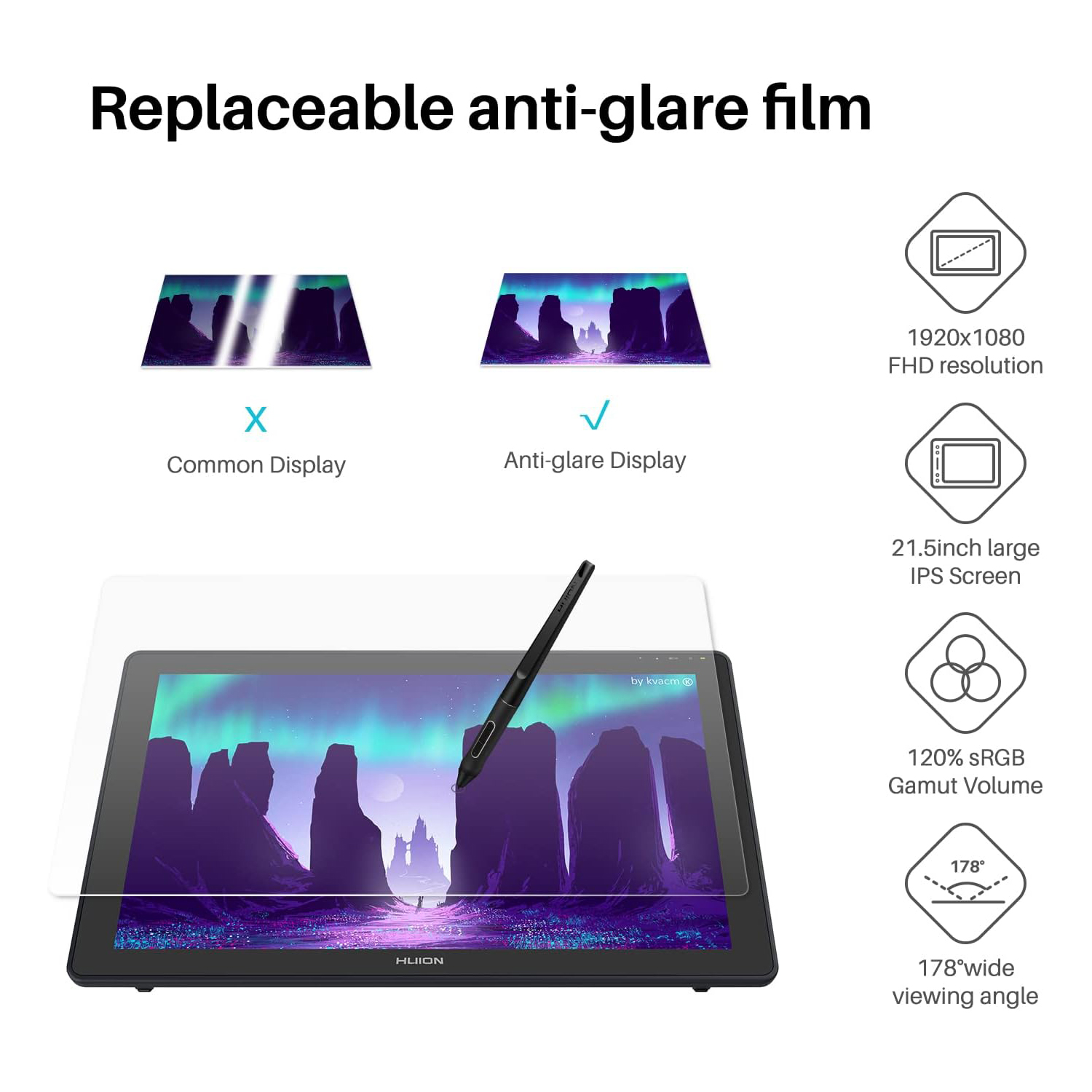 Huion Kamvas 22 그래픽 태블릿 모니터, 윈 - Huion Tablet Accessories 리뷰 및 가격