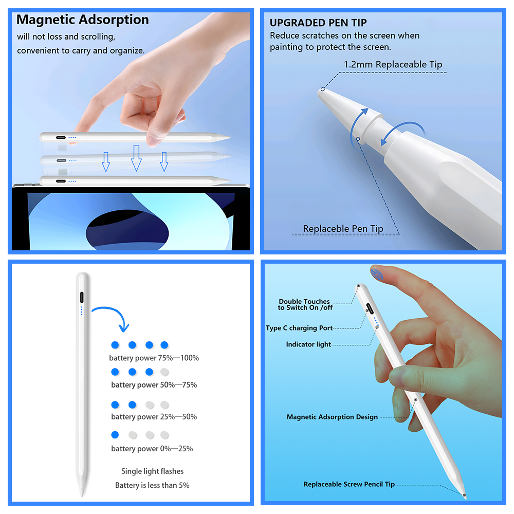 2025 아이패드용 스타일러스 펜, 애플 펜슬 터치,  - Tablet Accessories Kids 리뷰 및 가격
